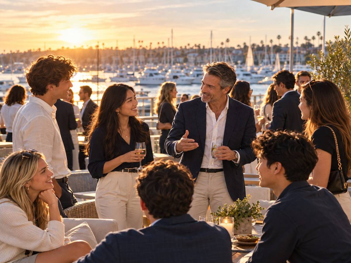 Students, mentors and partners connecting by the Newport Beach marina